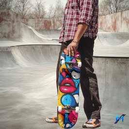 Skate Desenho de Lábios Ousados em Pop Art – Estilo Urba