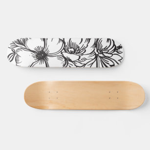 Skate desenho de linha abstrato floral