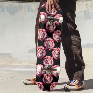 Skate Desenho de padrão de animal com cabeça de leão ros