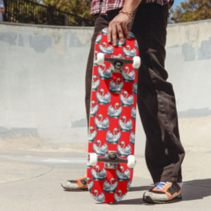Skate Desenho de padrão de aves cisne em vermelho
