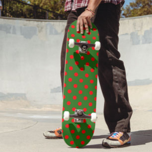 Skate Desenho de padrão de bolinhas vermelhas em verde