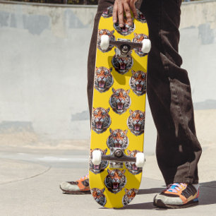 Skate Desenho de padrão de cabeça de tigre amarelo