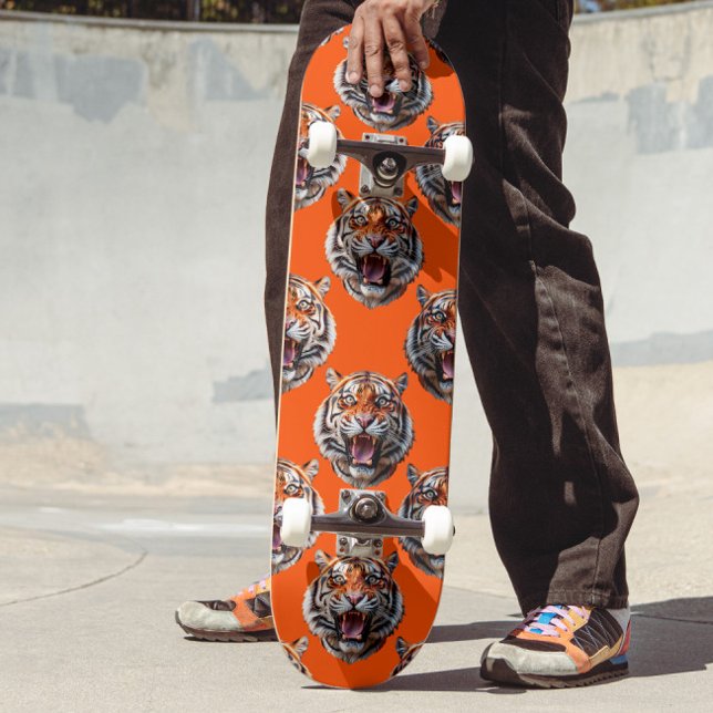 Skate Desenho de padrão de cabeça de tigre laranja (Criador carregado)