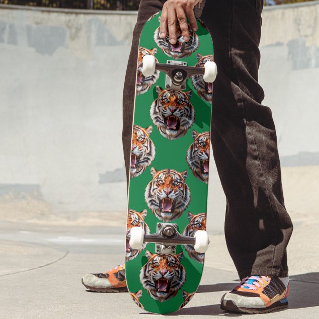 Skate Desenho de padrão de cabeça de tigre verde (Criador carregado)