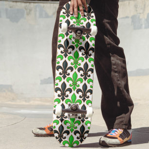 Skate Desenho de padrão de flor-de-lis barroco preto ver