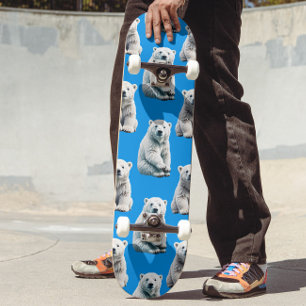 Skate Desenho de padrão de urso polar azul