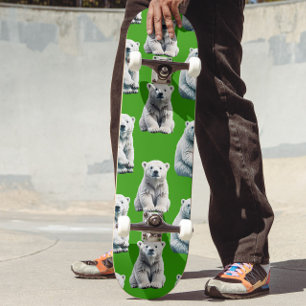 Skate Desenho de padrão de urso polar verde