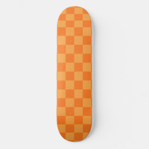 Skate Desenho de Xadrez Laranja Claro e Escuro