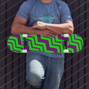 Skate Desenho de ziguezague em chevron verde roxo