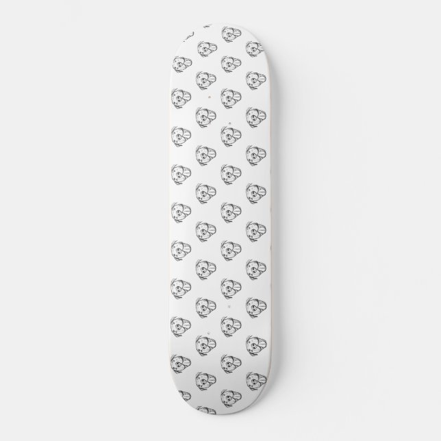 Skate desenho pitbull simples amantes de cães preto bran (Frente)