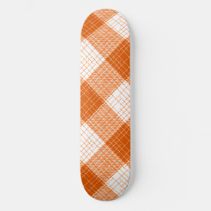Skate Desenho Xadrez Bold Laranja e Branco