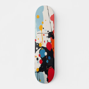 Skate Design Abstrato Colorido com Salpicos e Gotejament