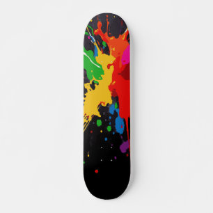 Skate Design Abstrato de Tinta Multicolorida Vibrante