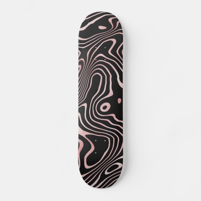 Skate Design abstrato do espiral líquido Dourado Rosa pr (Frente)