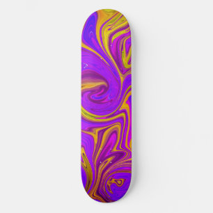 Skate Design Abstrato Neon Purple Amarelo Cor-de-Rosa