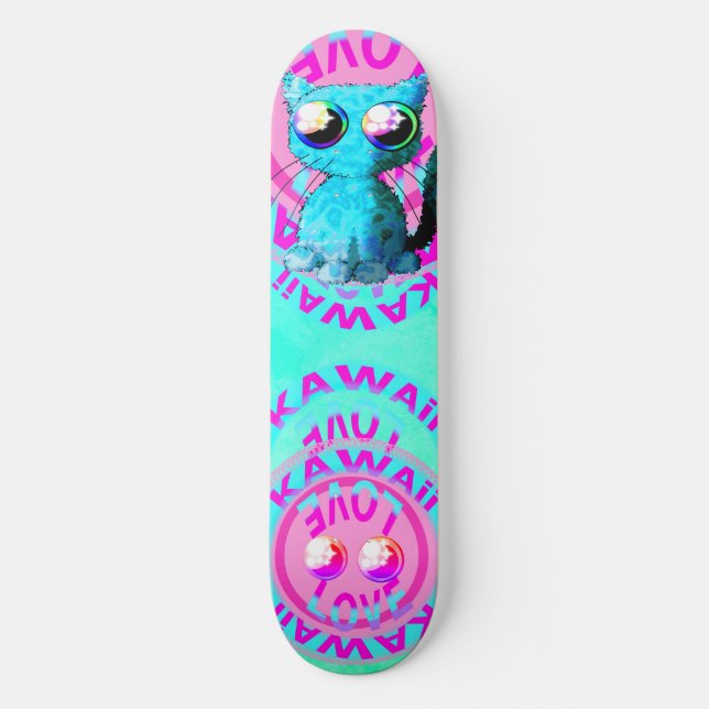 Skate Design bonito do anime com gato e texto (Frente)