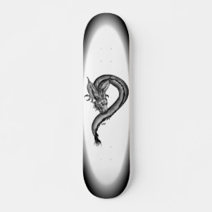 Skate Design branco e preto do dragão