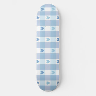 Skate Design de Amor Xadrez Pastel Fofo