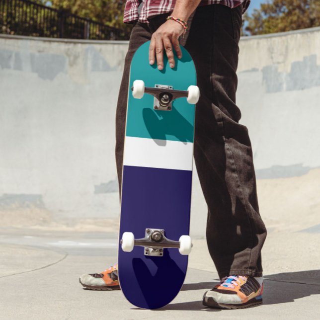 Skate Design de Bloco de Cor Azul Branco Teal (Criador carregado)