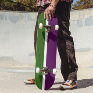 Skate Design de Bloco de Cor Púrpura, Branco Verde