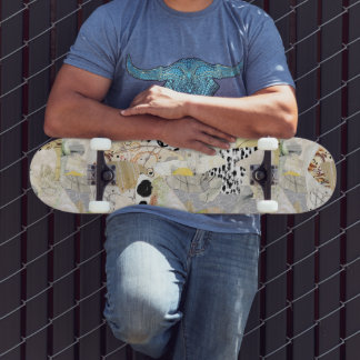 Skate Design de Colagem Abstrata Elegante Neutra
