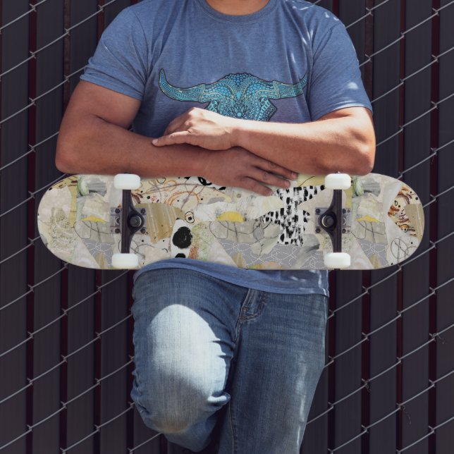 Skate Design de Colagem Abstrata Elegante Neutra (Ao ar livre 3)