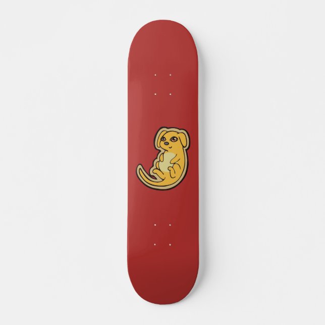 Skate Design De Desenho De Cão Amarelo E Vermelho (Frente)