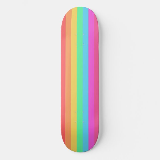 Skate Design de faixas de cores do arco-íris do Pastel (Frente)