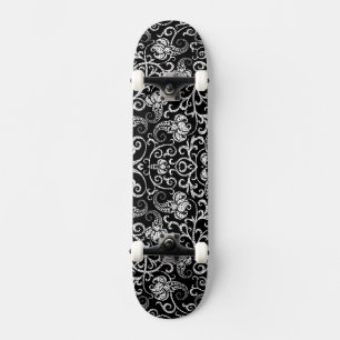 Skate design de flores dálmata preto fofo