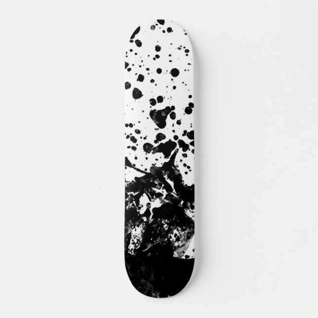 Skate Design de líquido Abstrato a preto e branco (Frente)