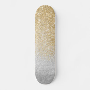 Skate Design de luxo do Ombre de Glitter Dourado e prate