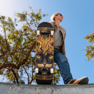 Skate Design de Mandala para o Gato de Fogo Místico
