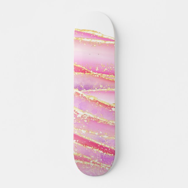 Skate Design de Onda de Agato Elegante Rosa (Frente)