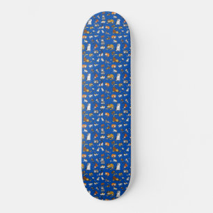 Skate design de padrão de gato giro azul para amantes d