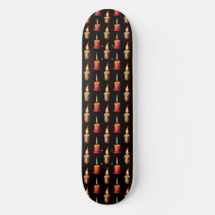 Skate Design de Padrão de Velas de Queima em Fundo Preto