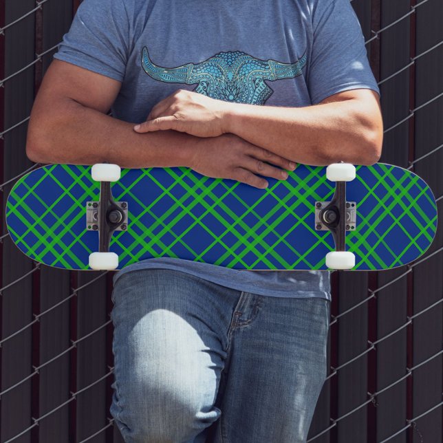 Skate Design de Padrão de Xadrez de Tartan Azul (Criador carregado)