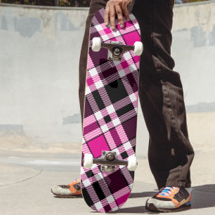 Skate Design de padrão xadrez de flanela rosa preto e br
