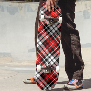 Skate Design de padrão xadrez tartan vermelho preto e br