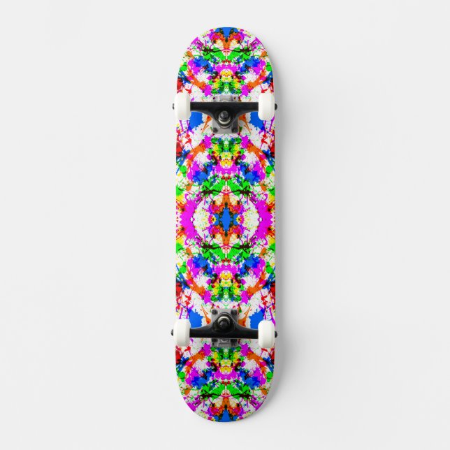 Skate Design de pintura colorida e branca (Frente)