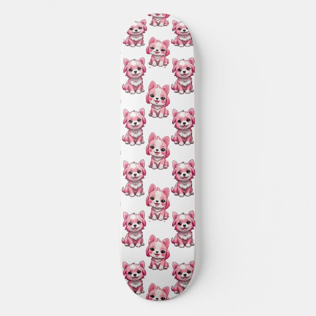 Skate Design de Puppy Dog Patterno - branco (Frente)