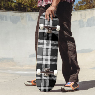 Skate Design de Tartan Xadrez Flannel Branco preto