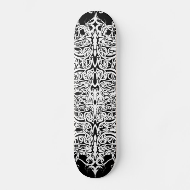 Skate Design de Tatuagem Tribal Abstrato a Preto e Branc (Frente)