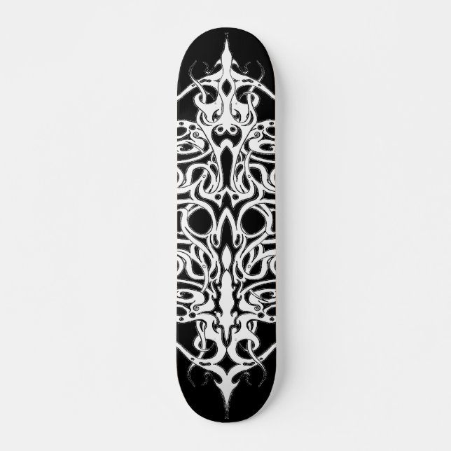 Skate Design de Tatuagem Tribal Abstrato a Preto e Branc (Frente)