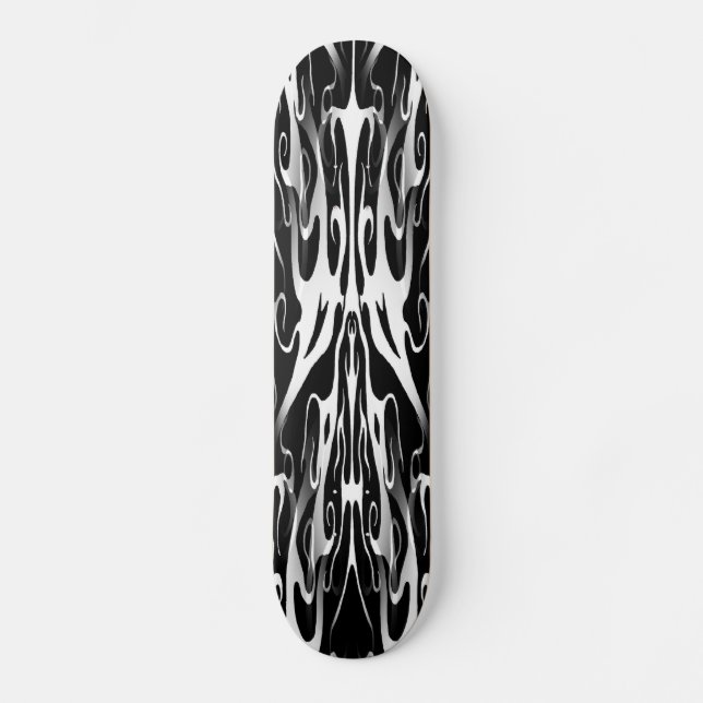 Skate Design de Tatuagem Tribal Elegante - branco a pret (Frente)