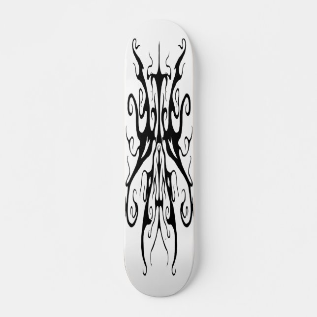 Skate Design de Tatuagem Tribal Elegante - preto e branc (Frente)