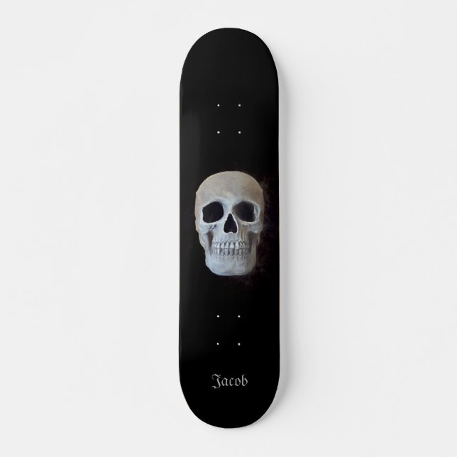 Skate Design de Tendência Gótica Negra E Branca (Frente)