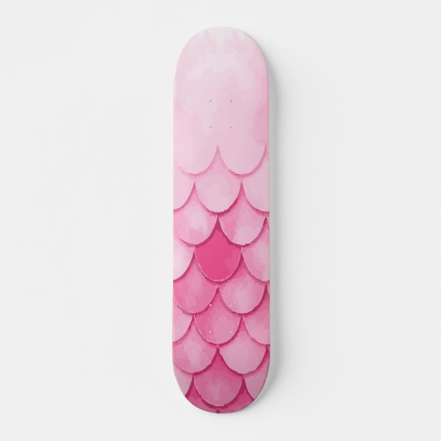 Skate Design de Textura de Escala de Sereia Rosa (Frente)