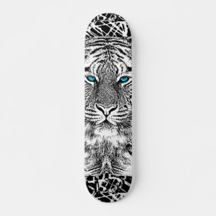 Skate Design de Tigre Azul Preto E Branco