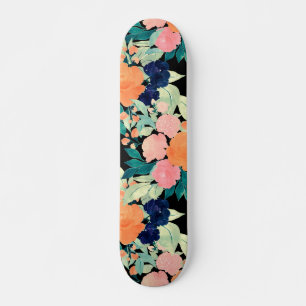 Skate design de tinta azul rosada e cor de laranja preto
