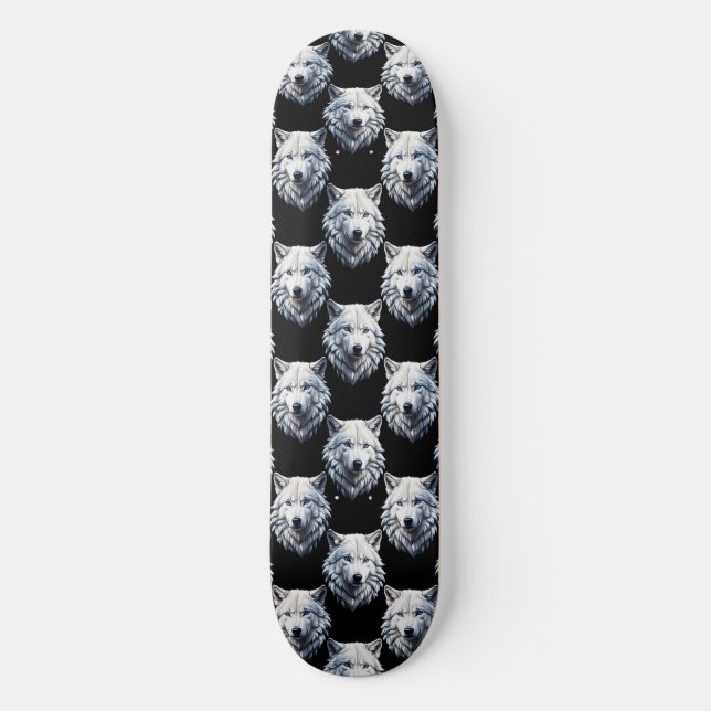 Skate Design do padrão da cabeça do lobo branco (Frente)